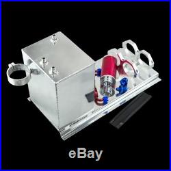 Aluminum fuel surge tank/fuel cell 5L polished AN fittings + pump mount + filter