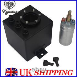 Black Aluminum 2L Swirl Fuel Surge Tank AN6 Fittings With External 044 Fuel Pump