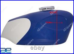 For BSA B25 B44 Starfire Blue & White Color Aluminium Fuel Petrol Tank With Cap