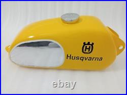 HUSQVARNA 1974 CR 250 WR 250 MAG Repro Alloy Yellow Painted Fuel Tank +Cap Fit