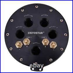 KYOSTAR 2.6L Aluminum Fuel Surge Tank For Twin 40mm Fuel Pumps 8AN Ports 2.8L BK
