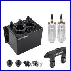 KYOSTAR Upgraded Racing 3L Dual Fuel Surge Tank with 044 Fuel Pump AN8 Fuel Rail
