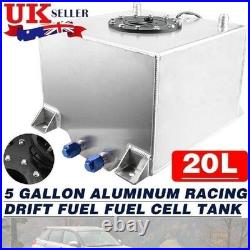 NEW 5 Gallon 20L Aluminum Fuel Cell Tank Racing Drift With Cap Outside UK