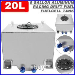 NEW 5 Gallon 20L Aluminum Racing Drift Fuel Cell Tank With Cap Outside