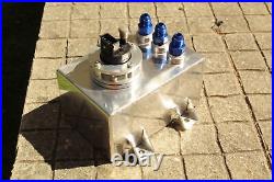 Polished 1 Litre Swirl Pot/Tank with 340 LPH Fuel Pump + Blue AN-6 Fittings