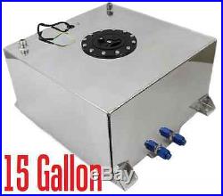 Silver Polished 15 GALLON UNIVERSAL FABRICATED FUEL CELL WITH 10-AN FITTINGS