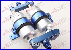 Twin Bosch 044 Fuel Pump Billet Bracket Clamp Assembly Kit Aluminum Blue