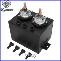 Universal 3L Black Dual Billet Fuel Surge Tank + 2 Pcs External 044 Fuel Pumps