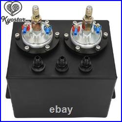 Universal 3L Black Dual Billet Fuel Surge Tank + 2 Pcs External 044 Fuel Pumps