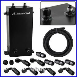 Universal 4L Aluminum Oil Catch Can Fuel Surge Tank AN6 With Fuel Hose Fittings